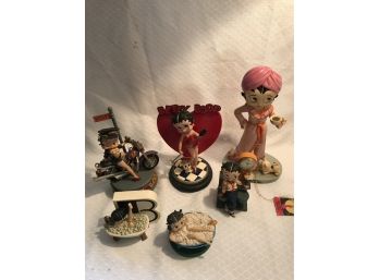 (015) 6 Piece Collection Of Betty Boop Figurines And Music Box