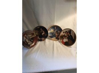 (022) Norman Rockwell 4 Piece Plate Collection