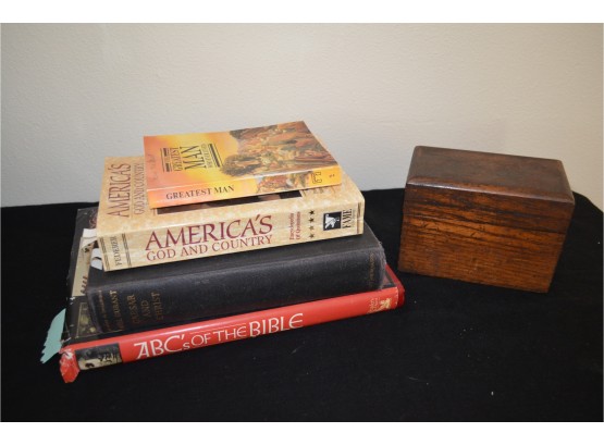 Religious Books And Wooden Box