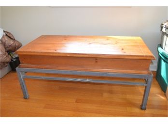Storage Coffee Table Wood Top Iron Base (not Books)