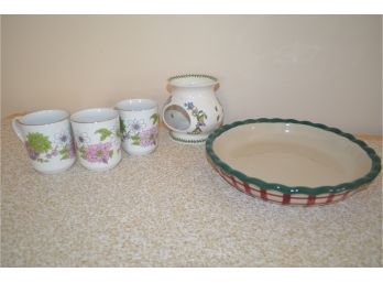 Mugs, Pie Plate And Candle Warmer