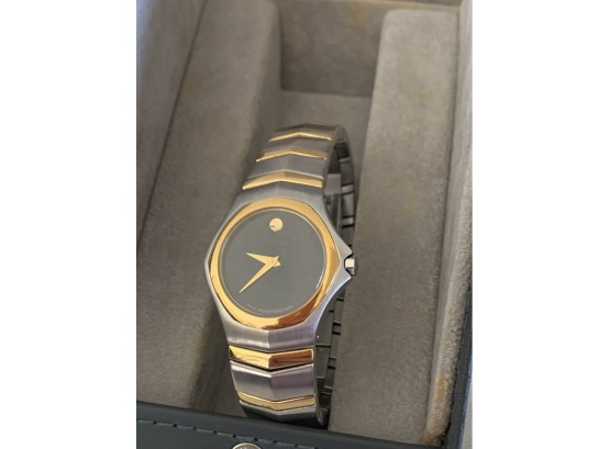 Movado Lady's Chrome /gold Band Watch (works) With Box #13311 ...