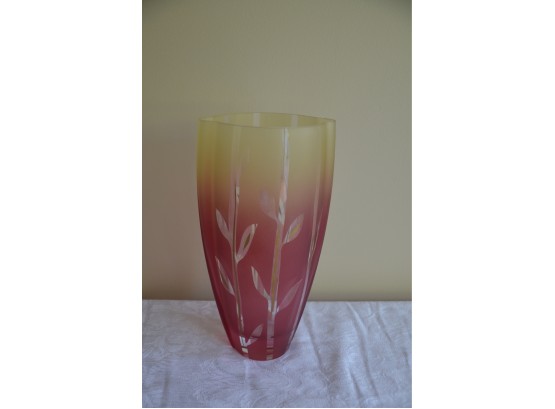 (#6) Hand Made Glass Vase From Czech Republic 12'H