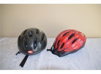 (#174) Adult And Children Bike Helmet (red Youth, Black Bell Adult)