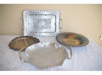 (#92) Silver-plate And Aluminum Serving Platters
