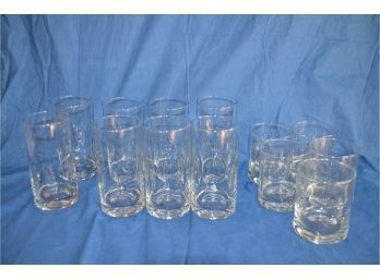 (#41) Thumbprint Drinking Glasses 5 Tall And 5 Short