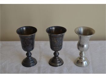 (#91) Sterling Silver Cups (2) Non-silver (1) Light Weight
