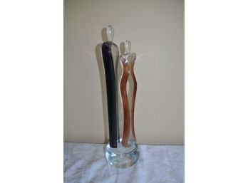 (#2) Art Glass Made In Czech Republic Prague Bride And Groom Statue 19'height