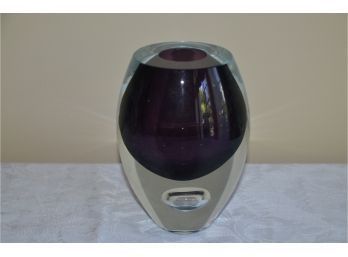 (#4) Beranek Hand Made Purple Art Glass Vase From Czech Republic Prague