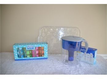 (#221) Plastic Outdoor Cups NEW, Brita, Clear Plastic Tray
