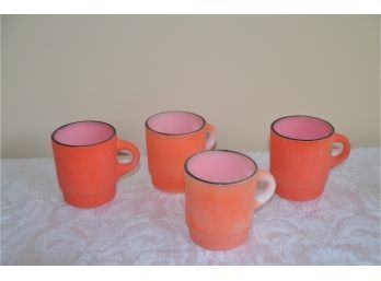 (#201) Fire King Orange Mugs (4 Of Them)