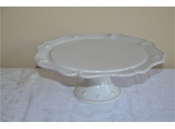 (#19) Juliska Ceramic Portugal Pedestal Cake Plate 11.5' (oven-dishwasher-microwave-freezer)