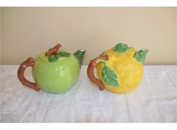 (#99)  Porcelain Tea Pot Lemon And Lime