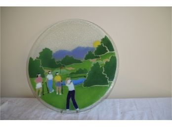 (#148) Large Golfer 20' Peggy Karr Fused Glass Art