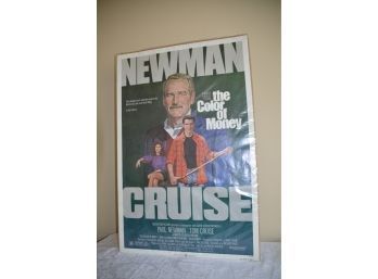 (#128) Vintage Unframed Movie Poster 'the Color Of Money' With Newman And Cruise - Protective Cover