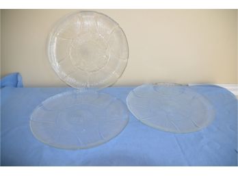 (#238) Glass Serving Platters 11.5' Round (3 Of Them)