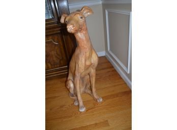 (#65) Dog Pottery Floor Standing Statue (front Toes Chip) 35.5'H