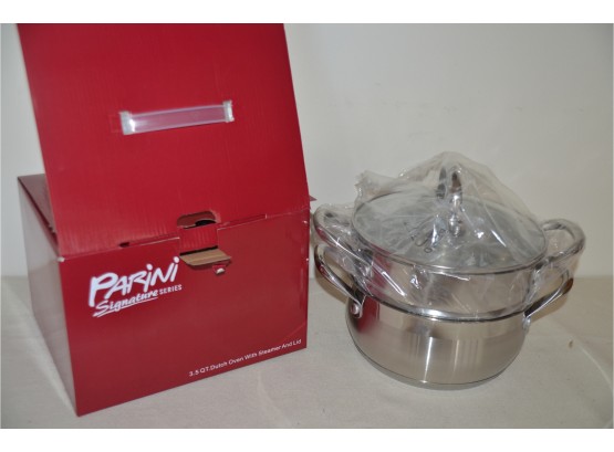 (#144) NEW Parini 3.5 Quart Dutch Oven With Steamer And Lid