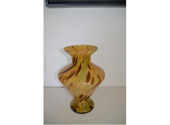 (#80) Made In Italy Beautiful 13'H Gold Brown Tone Marbleized Vase
