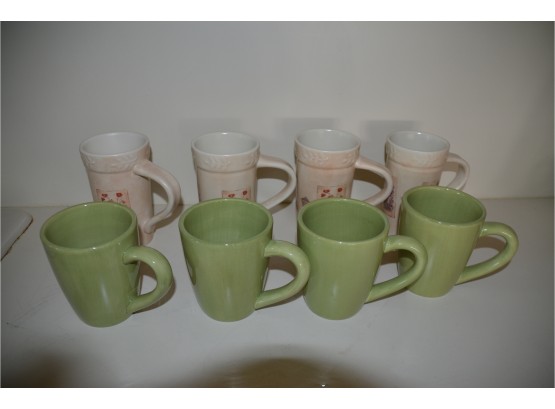 (#147) Assorted Coffee Mugs (sonoma Summer Fields 4) And (casica Home Green 4)
