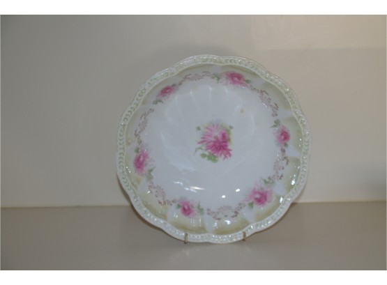 (#53) Vintage Porcelain Crescent Flowered Bowl 10'