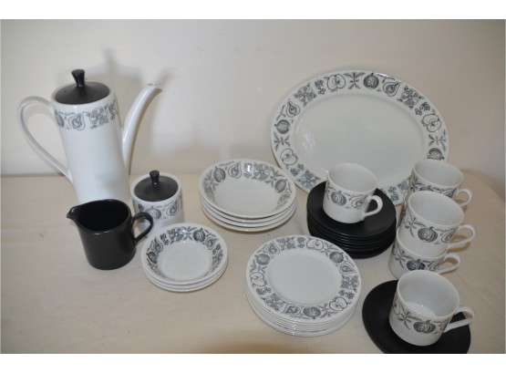 (#126) Vintage Silhouette Fine Staffordshire Ware England Black And White Dish Set - See Details