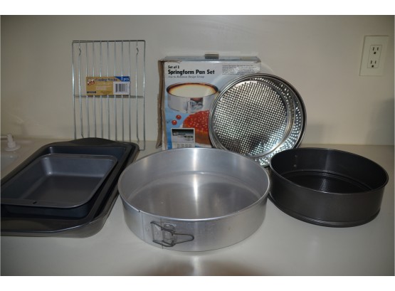 (#133) Assorted Baking Pans, Spring Forms, Cooling Racks