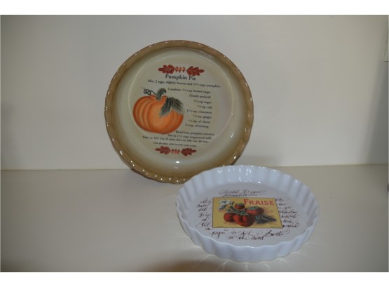 (#45) Must Have William Sonoma Quiche Dish AND Ceramic Harvest Pumpkin Pie Pan