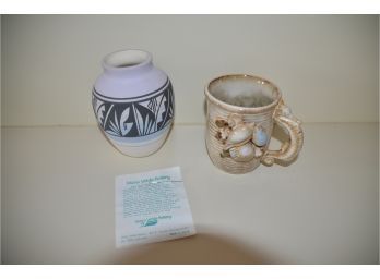 (#8) Mesa Verde Pottery Vase 6'H And Sheahell Ceramic Mug