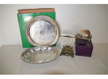 (#153) Silver-plate Serving Platters, Butler Dish