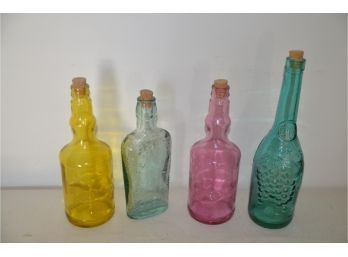 (#168) Colored 4 Bottles With Stoppers