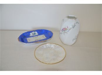 (#78) Bone China Bud Vase And Candy Dish