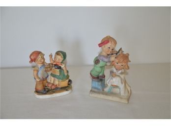 (#74) Porcelain Children Figurines Child Cutting Hair
