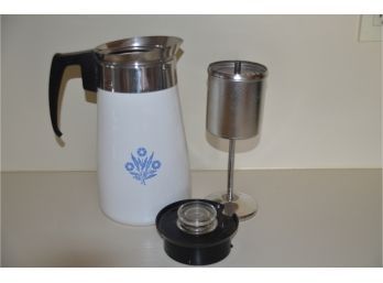 (#39) Vintage Cornflower 9 Cup Stove Top Coffee Maker