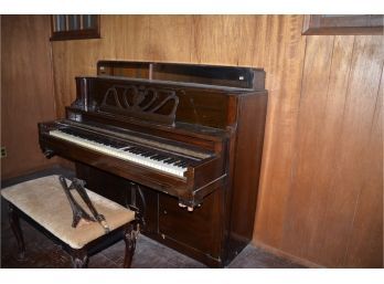 Vintage Upright Piano With Storage Bench