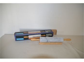 (#134) NEW In Box Marble Rolling Pin With Stand
