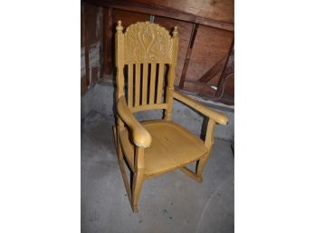 (#336) Vintage Wood Yellow Caramel Color Rocking Chair