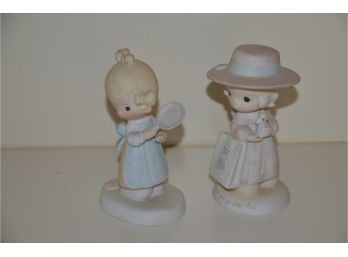 (#16) Precious Moments 2 Figurines: Seek And Ye Shall Find E-0005 AND Eggs Over Easy 1979