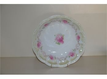 (#53) Vintage Porcelain Crescent Flowered Bowl 10'