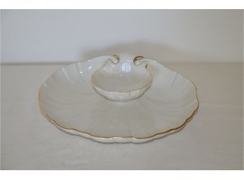 (#75) Lenox Gold Rim Scallop Chip And Dip