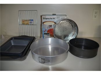 (#133) Assorted Baking Pans, Spring Forms, Cooling Racks