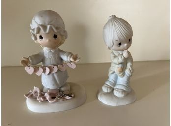 (#20) Precious Moments 2 Figurines: You Have Touched So Many Hearts #2821 AND Smile God Loves You E1373B