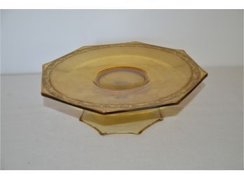 (#83) Vintage Amber Depression Glass With Gold Trim