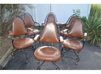 (#331) Vintage Wrought Iron Vinyl Seat And Back (seats Ripped)