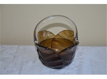 (#8) Hand Made Glass Brown Cabbage Basket 6.5'H