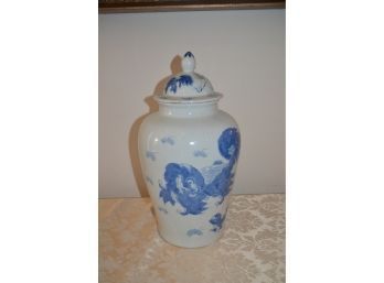 (#56) Ceramic Blue And White Ginger Jar 16'H