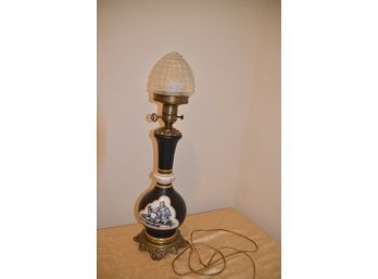 (#95) Vintage MCM Hand-painted Greek Revival Polymnie Lamp With Glass Globe (small Tiny Chip On Base)