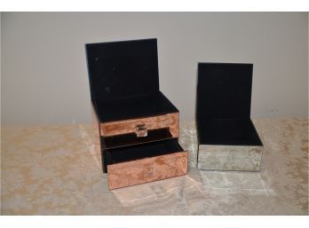 (#57) Mirrored Jewelry Boxes (2 Of Them) 5x5 And 5x6