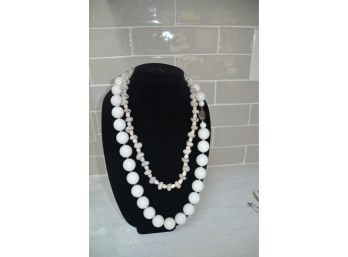 (#115) Costume Pearl And Shell Necklace