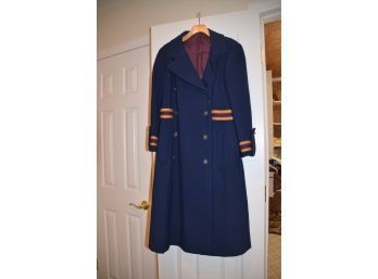 (#34) Vintage Navy Double Breasted Military Style Coat (no Size) Small/medium